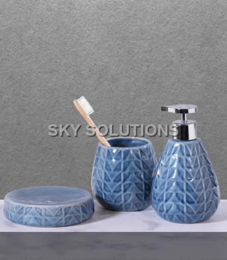 Blue Pottery 3-Piece Set Bath Set