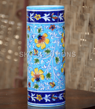 Blue Pottery Cylinder Vase