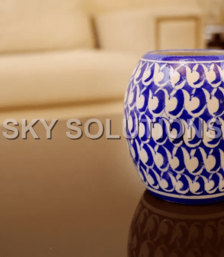 Blue Pottery Drum Vase