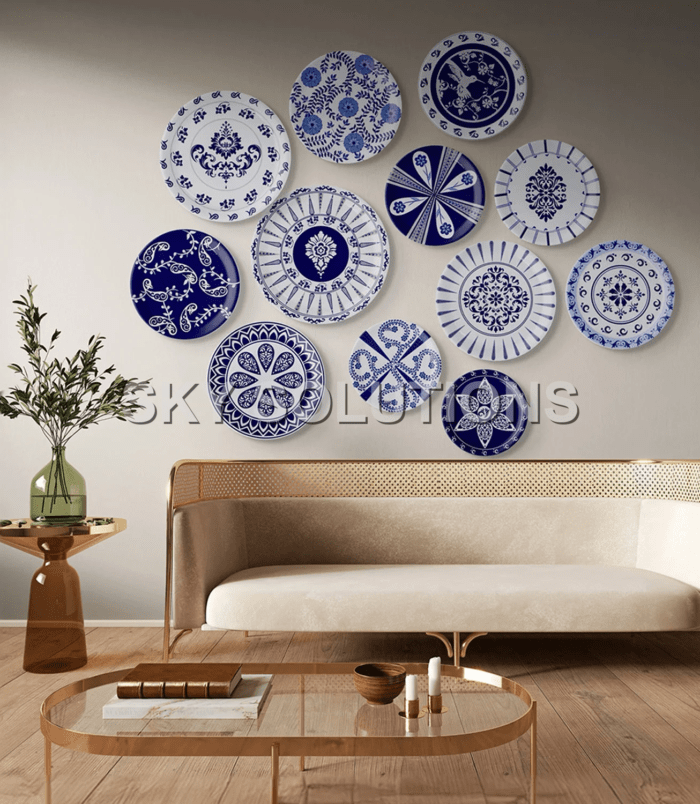 Blue Pottery Floral Wall Plate Blue Pottery Floral Wall Plate