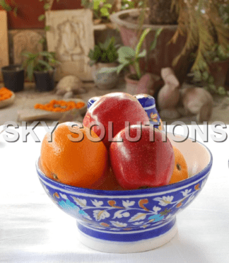 Blue Pottery Fruit Bowl