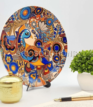 Blue Pottery Peacock Wall Plate