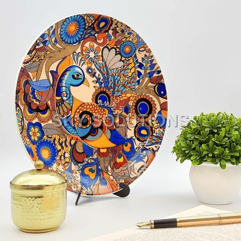 Blue Pottery Peacock Wall Plate Blue Pottery Peacock Wall Plate