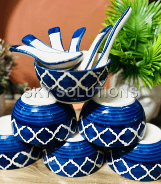 Blue Pottery Soup Bowl