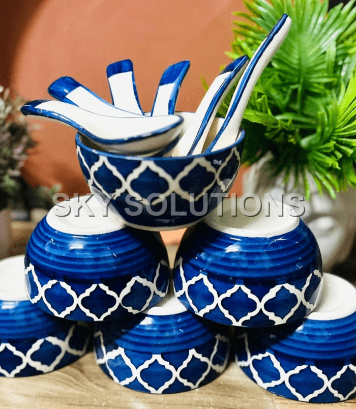 Blue Pottery Soup Bowl