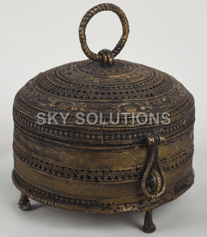 Dhokra Floral Trinket Box-1