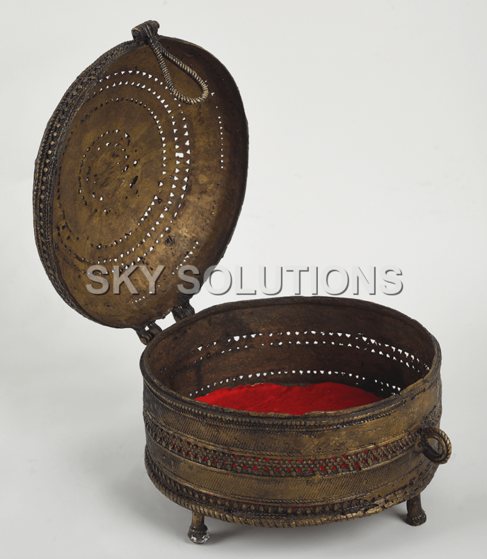 Dhokra Floral Trinket Box-2