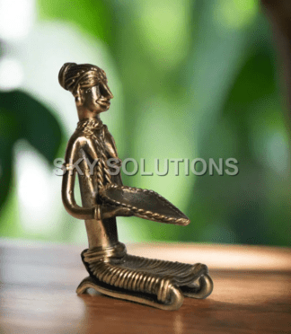 Dhokra Lady with Lamp Figurine