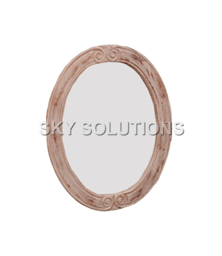 Distressed Wood Oval Mirror