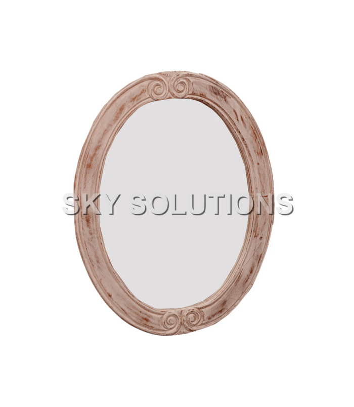 Distressed Wood Oval Mirror