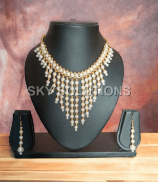 Elegant Pearl Waterfall Necklace Set
