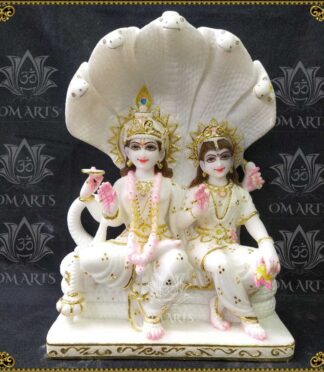 Hand-Painted Marble Laxmi Narayan Idol
