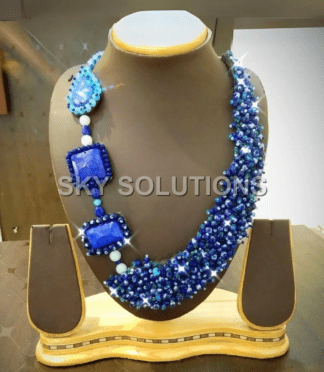 Handmade Blue Crystal Necklace Unique Beaded Jewellery