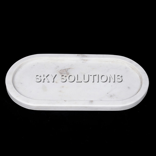 Inlay Marble Oval Platter Tray Inlay Marble Oval Platter Tray
