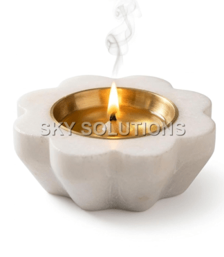 Marble Diya-shape Candle Holder