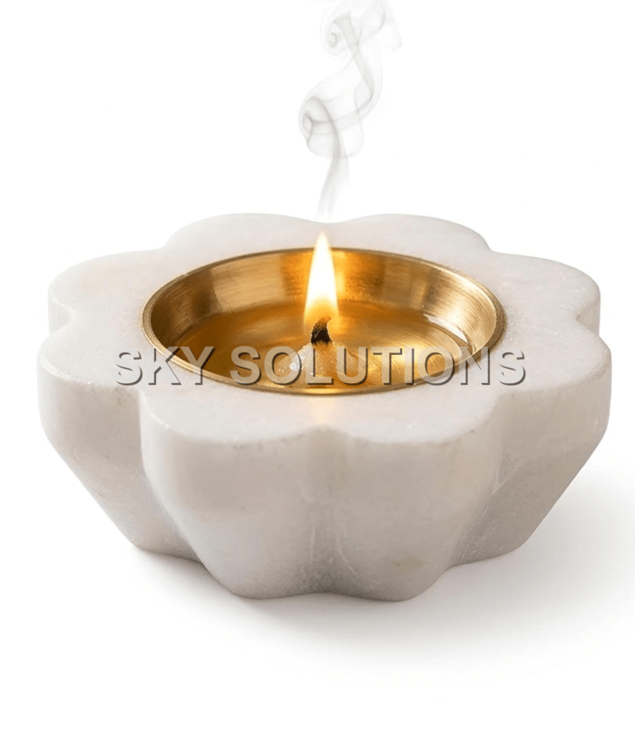 Marble Diya-shape Candle Holder Marble Diya-shape Candle Holder