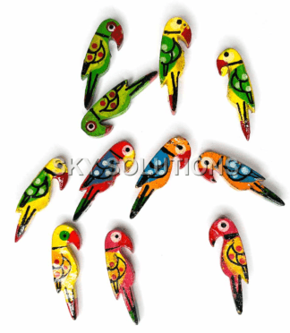 Multi Color Parrot Wooden Miniature Small Size