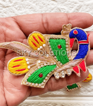 Nakshi Embroidery Peacock Applique Patch