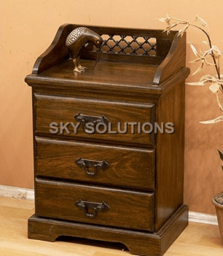 Sheesham Jali-Carved Bedside Table