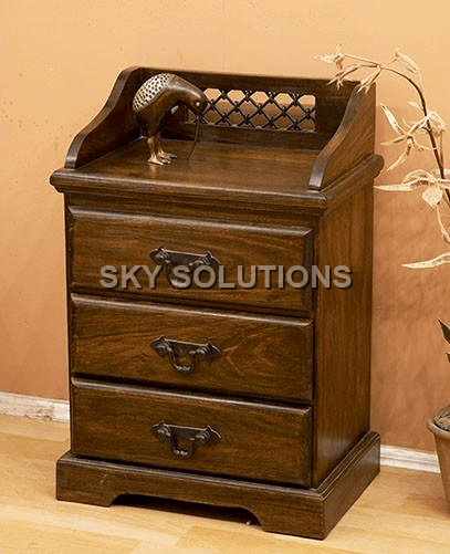 Sheesham Jali-Carved Bedside Table Sheesham Jali-Carved Bedside Table