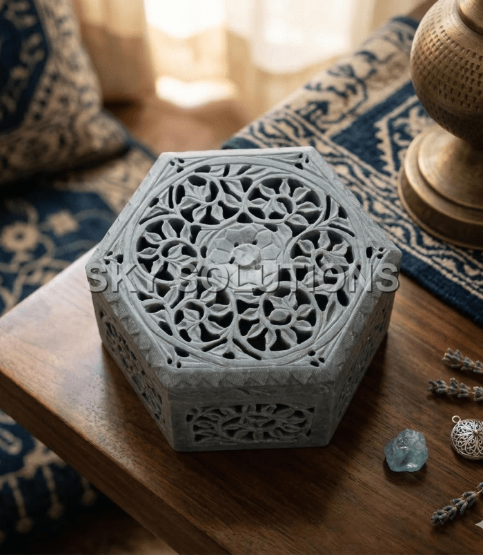 Soapstone Floral Box Soapstone Floral Box