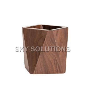 Walnut Wood Desk Organiser Pen Stand