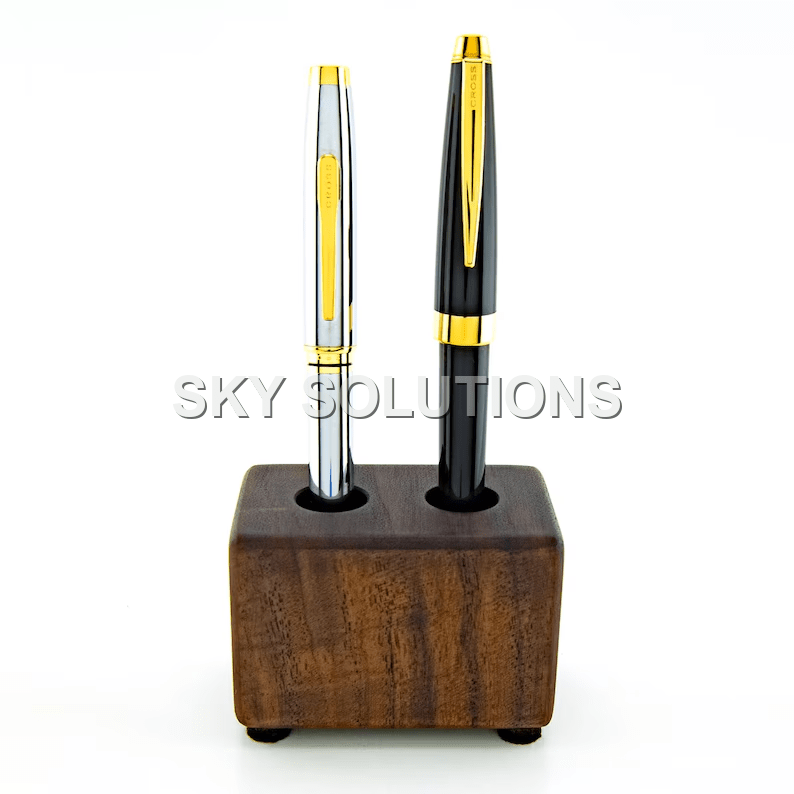 Walnut Wood Double-hole Pen Stand Walnut Wood Double-hole Pen Stand