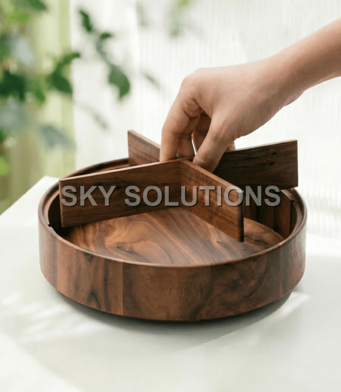 Walnut Wood Round Dry-Fruit Box-2 Walnut Wood Round Dry-Fruit Box-2
