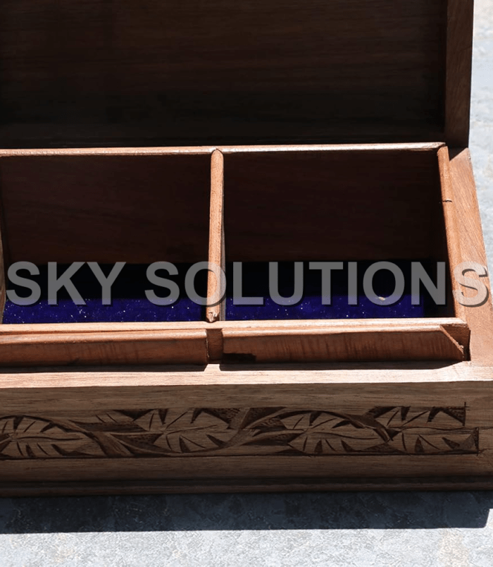 Walnut Wood Two-partition Dry-Fruit Box-2 Walnut Wood Two-partition Dry-Fruit Box-2