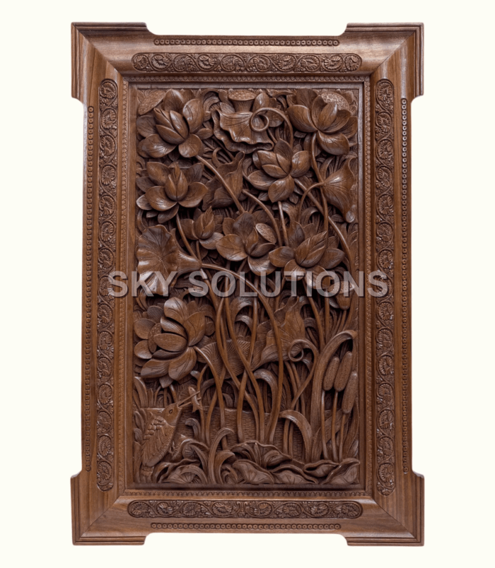 Walnut-Wood-Vase-of-Flowers-Wall-Panel Walnut-Wood-Vase-of-Flowers-Wall-Panel