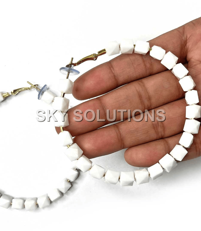 White Color Round Shape Hoop(Bali) White Color Round Shape Hoop(Bali)